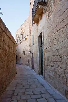 Maltese Prints: Stone Houses On A Narrow Street, Mdina, Malta