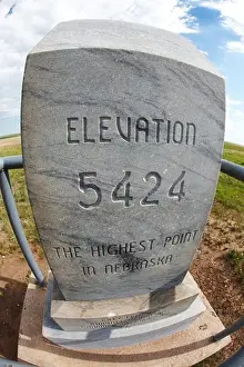Marker Prints: Stone marker at Nebraska's highest elevation point