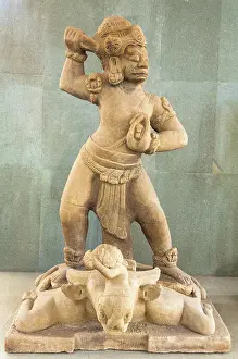 Exhibits Prints: A stone statue of Dvarapala guarding the gateway