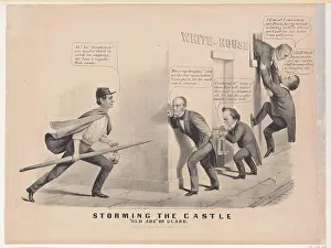 Union Prints: Storming the Castle - 'Old 'Abe' on Guard 1860 Currier & Ives This political cartoon responds to