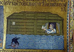 Old Testament Prints: Story of Noah: Noah sending the raven and the first dove (Detail of Interior Mosaics in the St)