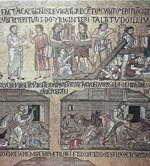 Middle Ages Prints: Story of Noah's Ark, Venetian mosaic from the 13th century