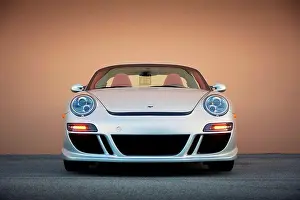 Hood Prints: Straight on static nose view of a silver 2013 Ruf RT Roadster