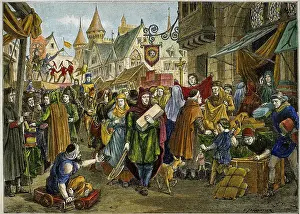 Parties Prints: A Street Fair in 13th Century France Artist Unknown