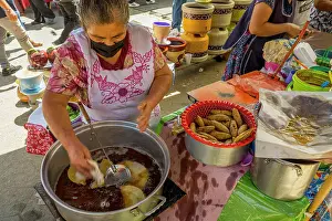 Mexico Prints: A street kitchen id selling meals on the weekly indigenous market in the small town of Zaachila near Oaxaca City
