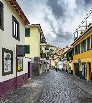 Urban Environment Prints: Street in the old town, town of Camara de Lobos, Madeira, Portugal, Europe