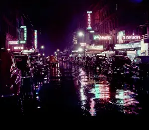 Out Door Prints: Street Scene at Night, West 52nd Street