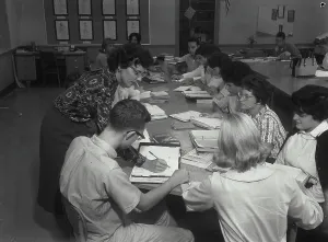 Teenage Boys Prints: Students in classroom with their teacher