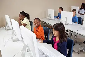 Medium Group Prints: students in computer class