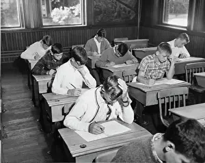 Medium Group Of People Prints: Students participating in exam