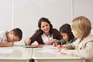 Successful Prints: Students and Teacher in Classroom