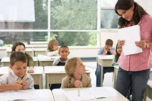 Result Prints: Students and Teacher in Classroom