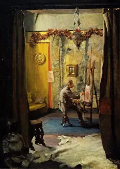 Hobbies Prints: His studio; about 1881 Oil on canvas Ignaz Michael Marcel Gaugengigl American born in Germany; 1853-1932