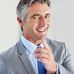 Decision Prints: Studio, portrait and businessman with pointing for choice
