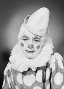 Displeasure Prints: Studio portrait of sad clown