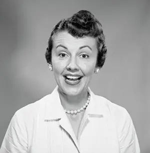 Facial Expression Prints: Studio portrait of woman smiling