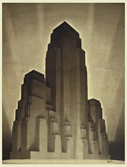 Black Ink Prints: Study for Maximum Mass Permitted by the 1916 New York Zoning Law