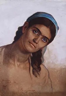 Headscarf Prints: Study of a Syrian Woman. William Holman Hunt (1827-1910)