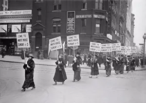 Activist Prints: Suffragettes Marching with Signs, Washington DC, USA, circa 1917