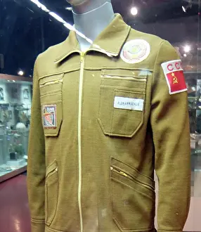 Soviet Prints: suit worn by soviet cosmonaut V.A. Janibekov as he worked at the Salyut-7 station in 1985