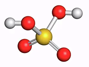Oxygen Prints: Sulfuric acid (H2SO4) strong mineral acid molecule