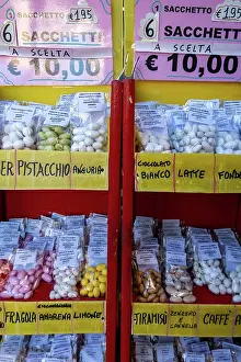 Candy Prints: Sulmona, Italy A collection of Sulmona confetti candy for sale in a shop