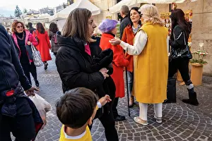 Crowd Prints: Sulmona, Italy Local pedestrians chatting on the Corso Ovidio street during Saturday market day in the center of town