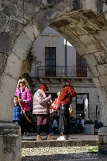Crowd Prints: Sulmona, Italy Local pedestrians chatting on the street during Saturday market day in the center of town