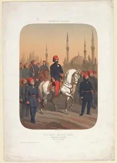 Ottoman Empire Prints: Sultan Abdulmecid I (1823-1861) by Anonymous / Private Collection / 1845 / France / Colour lithograph / Portrait