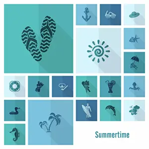 Palma Prints: Summer and Beach Simple Flat Icons Summer and Beach Simple Flat Icons