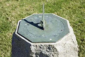 Virginia Prints: Sun dial at James Fort, near James River, in early Jamestown site, Virginia