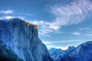 Environmentalism Prints: Sun rises. First light on top of El Capitan. Yosemite, California, US