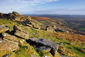 Hound Prints: Sunlit granite outcrop at Hound Tor