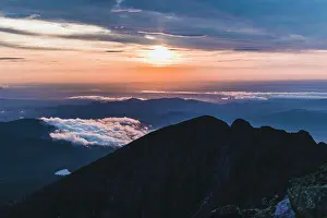 Peak Prints: Sunrise above Pamola Peak and knife edge on Katahdin, Maine