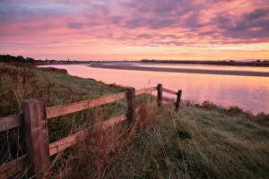 Gloucestershire Prints: Sunrise over the river Severn at Newnham in Gloucestershire