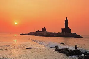India Prints: Sunrise view of Vivekananda Memorial