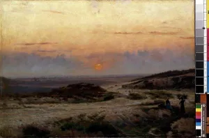 Realism Prints: Sunset by Carl Emil Lund, oil on canvas