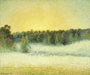 Deer Prints: Sunset and Fog at Eragny (Soleil couchant et brouillard a Eragny) 1891 Camille Pissarro (1830-1903/French)