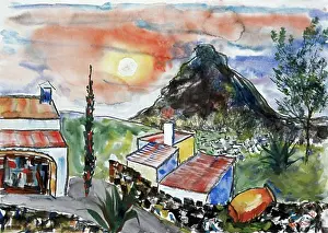 Countries Prints: Sunset In Javea, Spain Sir Roy Calne (20th C. British)