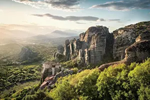 Monasteries Prints: Sunset in Meteora, Thessaly, Greece, Europe