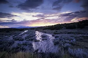 Calm Prints: Sunset from New Mexico Hwy 503 north of Nambe (and Santa Fe) Jemez Mountains in the distance