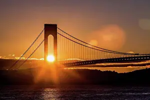Brooklyn Prints: Sunset at the verrazano bridge in New York