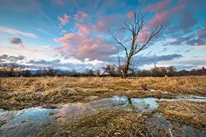 Azure Prints: Sunset over the wetland of river Turiec in Slovakia