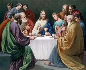 Wineglass Prints: The Last Supper by Hubert Ruland, (1854-1906)