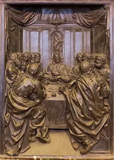 Bas Relief Prints: Last Supper. (Taddeo Landini; Florence; about 1550-1596 Rome; Bronze)