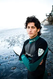 Strong Prints: Surfer poses for the camera in San Diego, CA