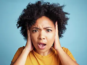 Secret Prints: Surprise, wow and portrait of a woman with anxiety