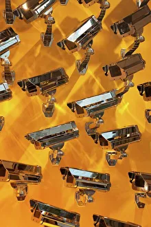Surveillance camera sculptures at the Louis Vuitton store