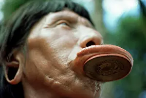 Culture Prints: Suya with lip plate, Xingu, Brazil, South America