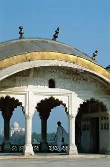 India Prints: Taj Mahal seen through arches at Agra Fort, Agra, Uttar Pradesh, India